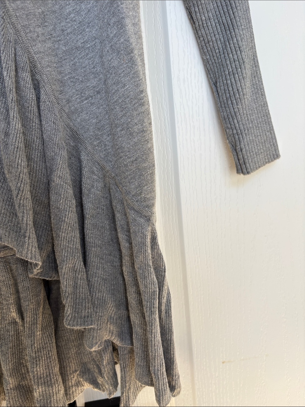 Linea Donatella Gray Ruffle-Trim Open Cardigan - Picture 6 of 10